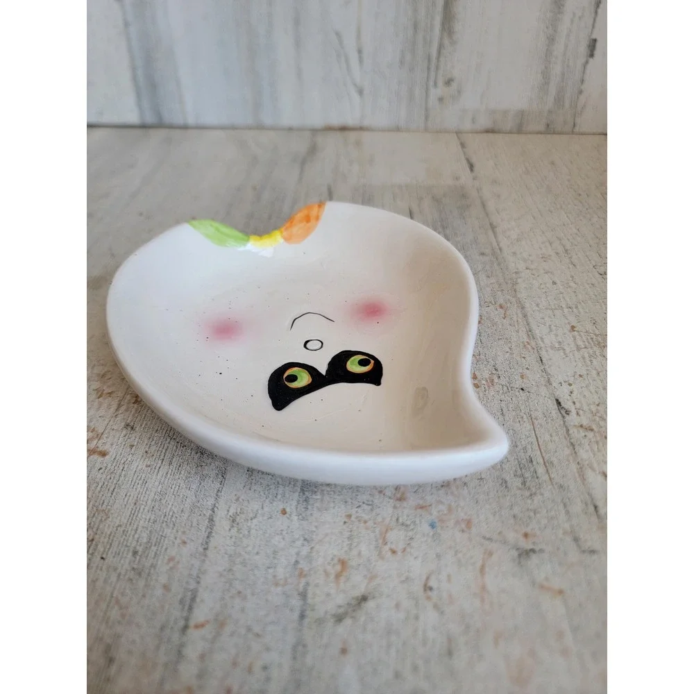Vintage ghost face candy dish boo mask Halloween ceramic home decor